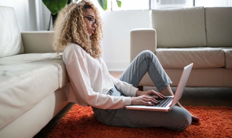 Woman using a laptop