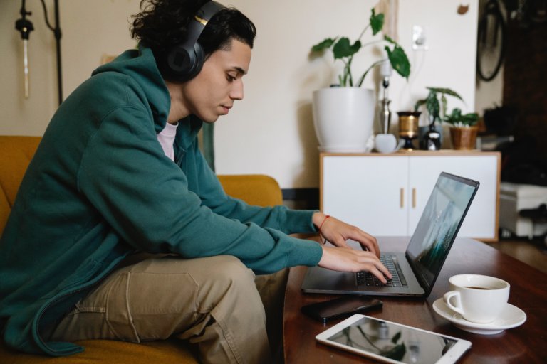 male employee working on his computer