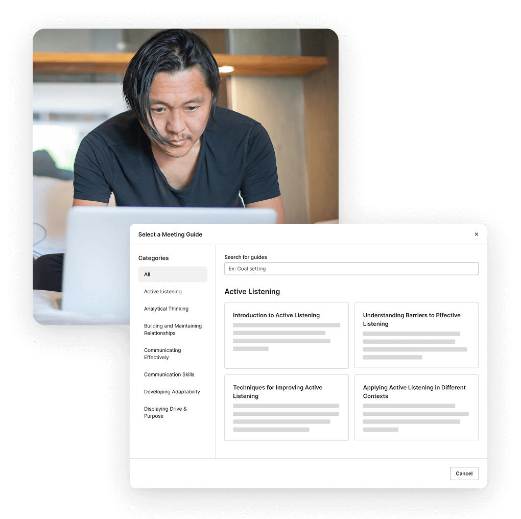 Customizable guided mentoring agenda on more than 500+ topics