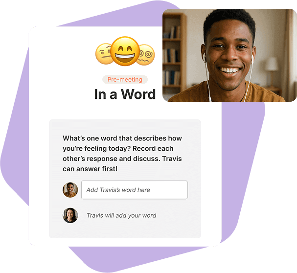 “In a Word” moments of prompted reflection before and after meetings