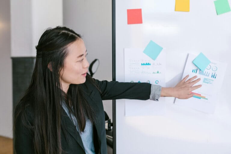 woman at whiteboard