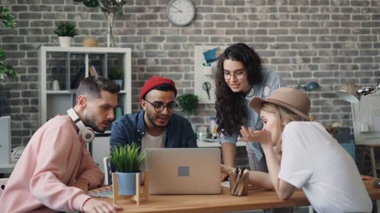 Change management strategy concept with coworkers collaborating at a conference table